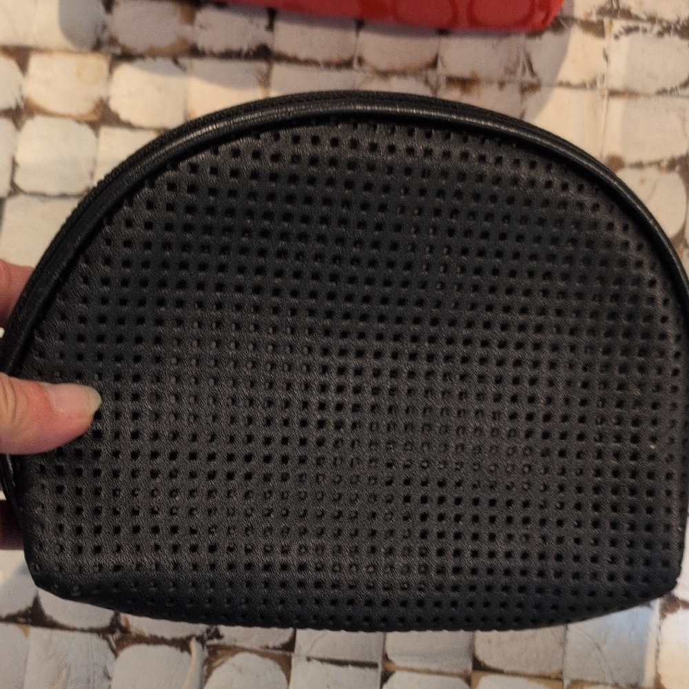 Elegant Black Perforated Cosmetic Bag